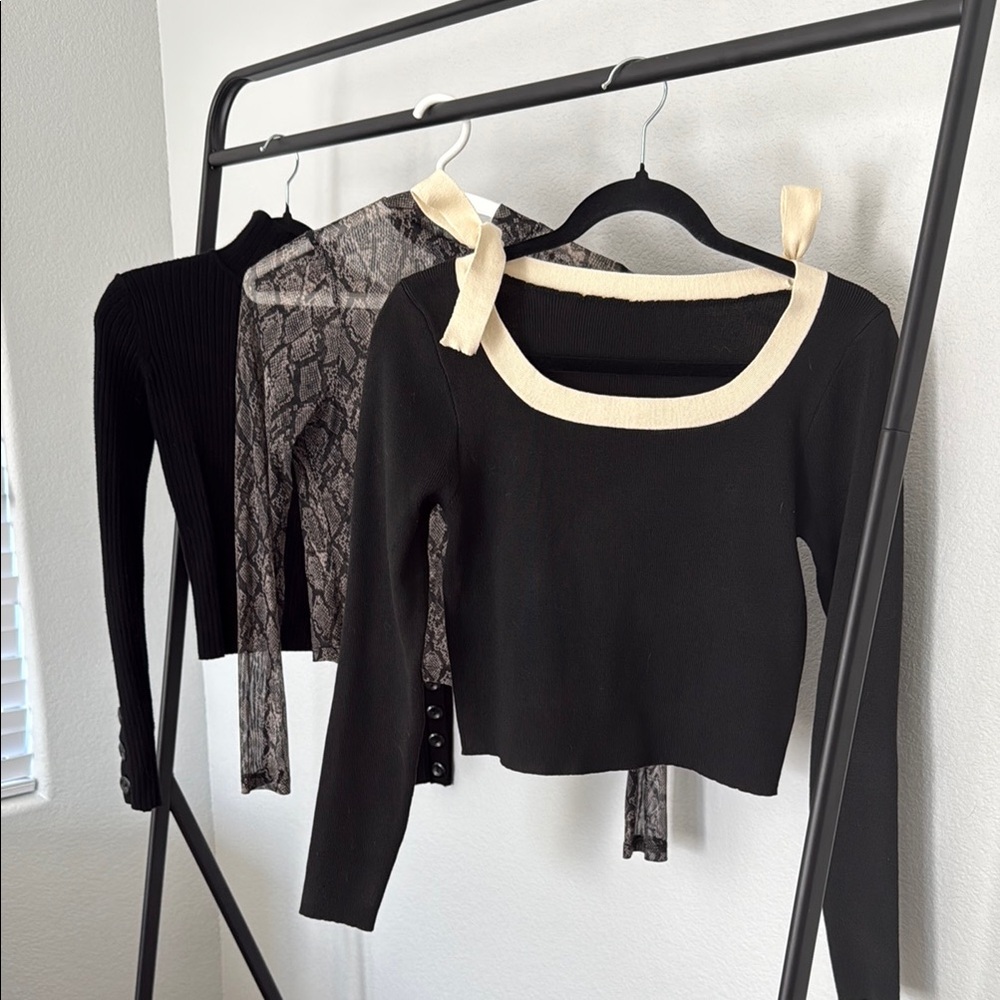 Bundle Black and Cream Women's Tops (3)